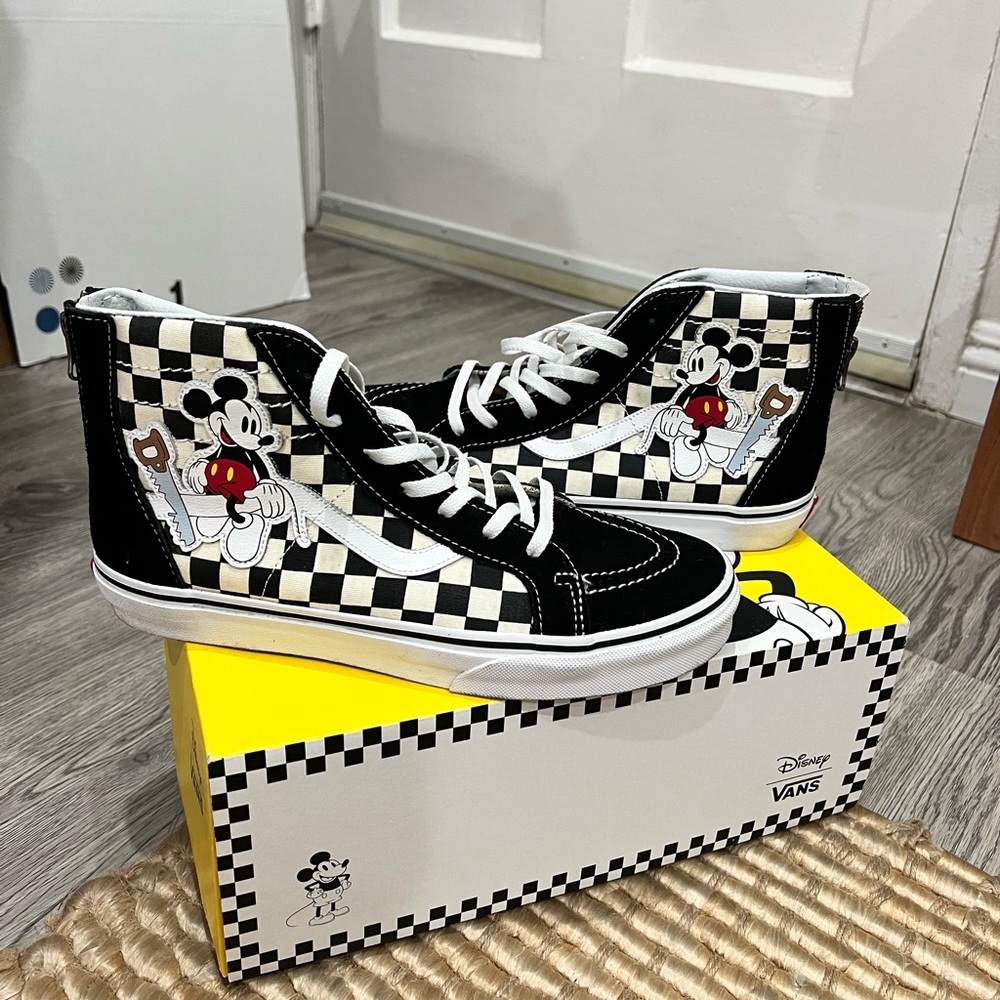 Vans Mickey Mouse Black and White Checkered Sneakers